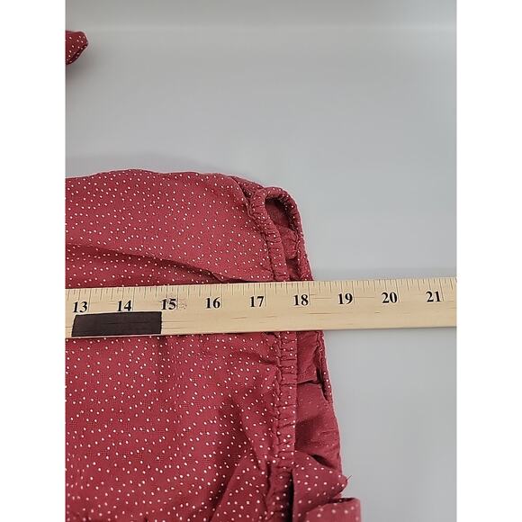 American Eagle Outfitters Woman's Crop Top Pink Polka Dots 3/4 Sleeves Medium - Picture 8 of 8